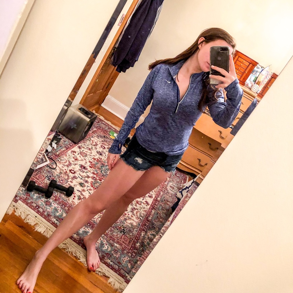 3/4 zip dri fit blue nike